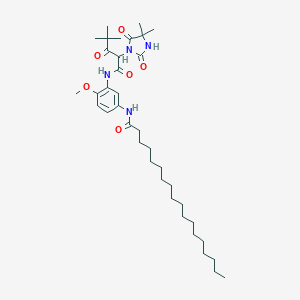 molecular formula C37H60N4O6 B134145 N-[2-Methoxy-5-(octadecanoylamino)phenyl]-2-(4,4-dimethyl-2,5-dioxo-1-imidazolidinyl)-4,4-dimethyl-3-oxopentanamide CAS No. 150919-56-5