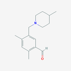 2,4-Dimethyl-5-((4-methylpiperidin-1-yl)methyl)benzaldehyde