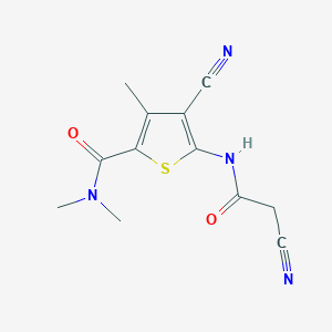 molecular formula C12H12N4O2S B1341479 4-cyano-5-[(cyanoacetyl)amino]-N,N,3-trimethylthiophene-2-carboxamide CAS No. 667412-92-2