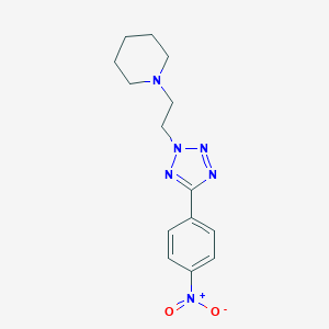 molecular formula C14H18N6O2 B134150 Piperidine, 1-(2-(5-(4-nitrophenyl)-2H-tetrazol-2-yl)ethyl)-, hydrate CAS No. 158553-38-9
