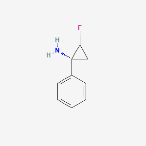 molecular formula C9H10FN B13415095 Cyclopropanamine, 2-fluoro-1-phenyl-, (1R,2S)-rel- 