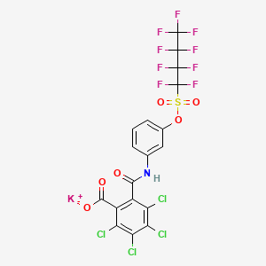 molecular formula C18H5Cl4F9KNO6S B13415286 Benzoic acid, 2,3,4,5-tetrachloro-6-(((3-(((nonafluorobutyl)sulfonyl)oxy)phenyl)amino)carbonyl)-, monopotassium salt CAS No. 68568-54-7