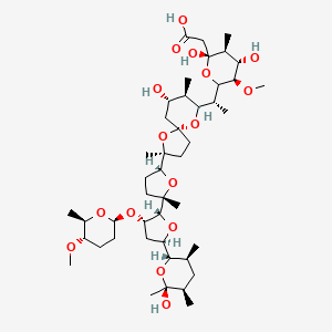 molecular formula C45H76O16 B13415445 2-[(2R,3S,4S,5R)-2,4-dihydroxy-6-[(1R)-1-[(2S,5R,7S,8R,9S)-7-hydroxy-2-[(2R,5S)-5-[(2R,3S,5R)-5-[(2S,3S,5R,6S)-6-hydroxy-3,5,6-trimethyloxan-2-yl]-3-[(2S,5S,6R)-5-methoxy-6-methyloxan-2-yl]oxyoxolan-2-yl]-5-methyloxolan-2-yl]-2,8-dimethyl-1,10-dioxaspiro[4.5]decan-9-yl]ethyl]-5-methoxy-3-methyloxan-2-yl]acetic acid 
