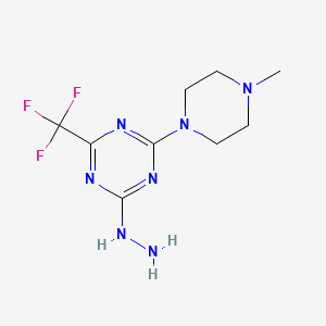 molecular formula C9H14F3N7 B13415783 s-Triazine, 2-hydrazino-4-(4-methylpiperazin-1-yl)-6-trifluoromethyl- CAS No. 58892-47-0