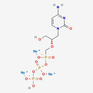 molecular formula C8H13N3Na3O12P3 B13415883 trisodium;[(2S)-1-(4-amino-2-oxopyrimidin-1-yl)-3-hydroxypropan-2-yl]oxymethyl-[[hydroxy(oxido)phosphoryl]oxy-oxidophosphoryl]oxyphosphinate 