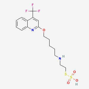 molecular formula C17H21F3N2O4S2 B13415930 S-2-((5-(4-Trifluoromethyl-2-quinolyloxy)pentyl)amino)ethyl hydrogen thiosulfate CAS No. 41287-34-7