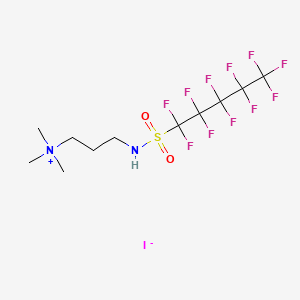 molecular formula C11H16F11N2O2S.I<br>C11H16F11IN2O2S B13415991 Trimethyl-3-(((undecafluoropentyl)sulphonyl)amino)propylammonium iodide CAS No. 68957-57-3