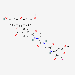 molecular formula C35H34FN3O11 B13416117 Fluorescein-6-carbonyl-Val-Ala-DL-Asp(OMe)-fluoromethylketone 