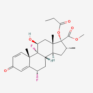 molecular formula C25H32F2O6 B13416196 methyl (6S,8S,9R,10S,11S,13S,14S,16R,17R)-6,9-difluoro-11-hydroxy-10,13,16-trimethyl-3-oxo-17-propanoyloxy-6,7,8,11,12,14,15,16-octahydrocyclopenta[a]phenanthrene-17-carboxylate 