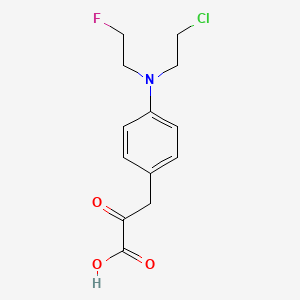 molecular formula C13H15ClFNO3 B13416310 N-2-Chloroethyl-N-2-fluoroethyl-p-aminophenylpyruvic acid CAS No. 4252-38-4