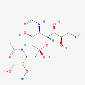 molecular formula C16H29N2NaO10 B13416313 sodium;3-acetamido-4-[(2R,4S,5R,6R)-5-acetamido-2,4-dihydroxy-6-[(1R,2R)-1,2,3-trihydroxypropyl]oxan-2-yl]-1-hydroxybutan-2-olate 