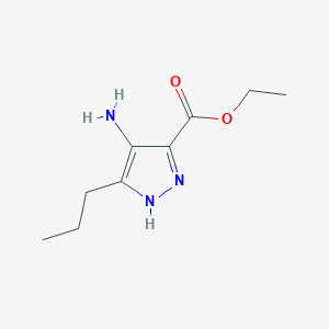 molecular formula C9H15N3O2 B13416434 ethyl 4-amino-5-propyl-1H-pyrazole-3-carboxylate CAS No. 76424-50-5