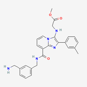 molecular formula C26H27N5O3 B13416512 N-[8-[[[[3-(aminomethyl)phenyl]methyl]amino]carbonyl]-2-(3-methylphenyl)imidazo[1,2-a]pyridin-3-yl]glycine Methyl Ester 