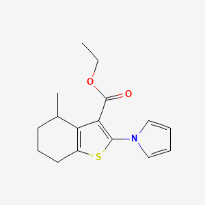 molecular formula C16H19NO2S B1341665 ethyl 4-methyl-2-(1H-pyrrol-1-yl)-4,5,6,7-tetrahydro-1-benzothiophene-3-carboxylate CAS No. 910443-67-3