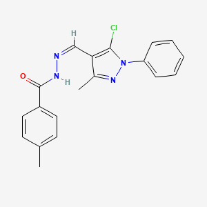 molecular formula C19H17ClN4O B13416698 N-[(Z)-(5-chloro-3-methyl-1-phenylpyrazol-4-yl)methylideneamino]-4-methylbenzamide 