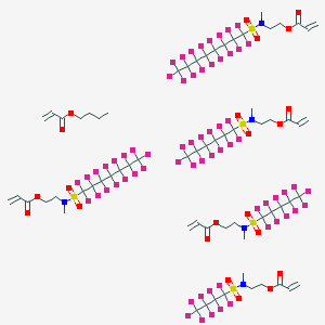 molecular formula C67H62F65N5O22S5 B13416778 Butyl prop-2-enoate;2-[1,1,2,2,3,3,4,4,5,5,6,6,7,7,8,8,8-heptadecafluorooctylsulfonyl(methyl)amino]ethyl prop-2-enoate;2-[methyl(1,1,2,2,3,3,4,4,4-nonafluorobutylsulfonyl)amino]ethyl prop-2-enoate;2-[methyl(1,1,2,2,3,3,4,4,5,5,6,6,7,7,7-pentadecafluoroheptylsulfonyl)amino]ethyl prop-2-enoate;2-[methyl(1,1,2,2,3,3,4,4,5,5,6,6,6-tridecafluorohexylsulfonyl)amino]ethyl prop-2-enoate;2-[methyl(1,1,2,2,3,3,4,4,5,5,5-undecafluoropentylsulfonyl)amino]ethyl prop-2-enoate CAS No. 68555-90-8