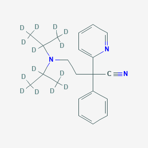 molecular formula C21H27N3 B13416855 alpha-[2-[Bis[1-(methyl-d3)ethyl-1,2,2,2-d4]amino]ethyl]-alpha-phenyl-2-pyridineacetonitrile-D14 