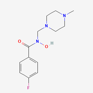 molecular formula C13H18FN3O2 B13416938 Benzohydroxamic acid, 4-fluoro-N-(4-methylpiperazinyl)methyl- CAS No. 40890-96-8