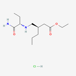 molecular formula C13H27ClN2O3 B13417010 ethyl (3R)-3-[[[(2S)-1-amino-1-oxobutan-2-yl]amino]methyl]hexanoate;hydrochloride 