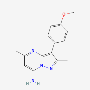 molecular formula C15H16N4O B1341728 3-(4-Methoxyphenyl)-2,5-dimethylpyrazolo[1,5-a]pyrimidin-7-amine CAS No. 946686-69-7