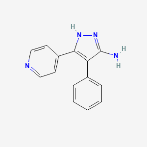 molecular formula C14H12N4 B1341729 4-Phenyl-5-(pyridin-4-yl)-1H-pyrazol-3-amine CAS No. 148611-84-1