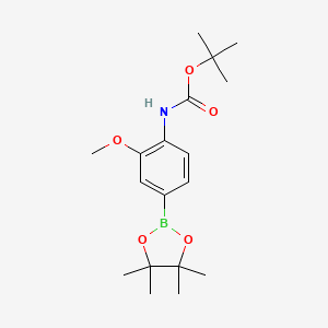 molecular formula C18H28BNO5 B1341737 tert-Butyl (2-methoxy-4-(4,4,5,5-tetramethyl-1,3,2-dioxaborolan-2-yl)phenyl)carbamate CAS No. 262433-02-3