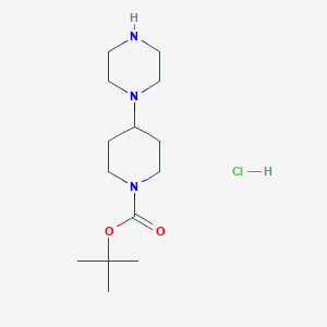 molecular formula C14H28ClN3O2 B1341747 1-(1-Boc-piperidin-4-yl)piperazine hydrochloride CAS No. 205059-39-8
