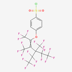 molecular formula C16H4ClF19O3S B13417535 Benzenesulfonyl chloride, 4-[[4,4,5,5,5-pentafluoro-3-(pentafluoroethyl)-1,2,3-tris(trifluoromethyl)-1-pentenyl]oxy]- CAS No. 51947-19-4