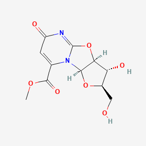 molecular formula C11H12N2O7 B13417546 methyl (2R,4R,5R,6S)-5-hydroxy-4-(hydroxymethyl)-10-oxo-3,7-dioxa-1,9-diazatricyclo[6.4.0.02,6]dodeca-8,11-diene-12-carboxylate 