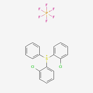 molecular formula C18H13Cl2S.F6P<br>C18H13Cl2F6PS B13417618 Sulfonium, bis(chlorophenyl)phenyl-, hexafluorophosphate(1-) CAS No. 68156-03-6