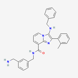 molecular formula C30H29N5O B13417723 N-[[3-(aminomethyl)phenyl]methyl]-2-(2-methylphenyl)-3-[(phenylmethyl)amino]imidazo[1,2-a]pyridine-8-carboxamide 