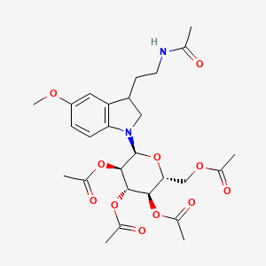 molecular formula C27H36N2O11 B13417739 Decarboxalate 5-Methoxy(indolin-1-yl)-6-(acetoxymethyl) Melatonin Glucuronide Triacetate 