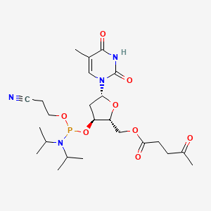 molecular formula C24H37N4O8P B13417749 N(iPr)2P(OCH2CH2CN)(-3)[levulinoyl(-5)]2-deoxy-D-eryPenf(b)-thymin-1-yl 