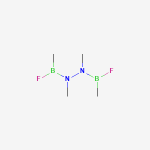 molecular formula C4H12B2F2N2 B13417809 Hydrazine, 1,2-bis(fluoro(methyl)boryl)-1,2-dimethyl- CAS No. 73775-17-4