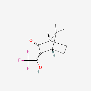 molecular formula C12H15F3O2 B13418184 Bicyclo[2.2.1]heptan-2-one, 1,7,7-trimethyl-3-(2,2,2-trifluoro-1-hydroxyethylidene)-, (1R,4S)- CAS No. 62859-26-1