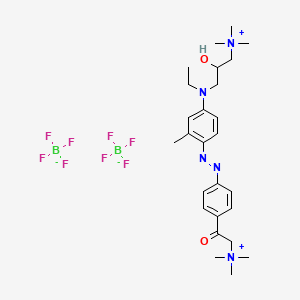 molecular formula C26H41B2F8N5O2 B13418714 Benzeneethanaminium, 4-((4-(ethyl(2-hydroxy-3-(trimethylammonio)propyl)amino)-2-methylphenyl)azo)-N,N,N-trimethyl-beta-oxo-, bis(tetrafluoroborate(1-)) CAS No. 36936-37-5