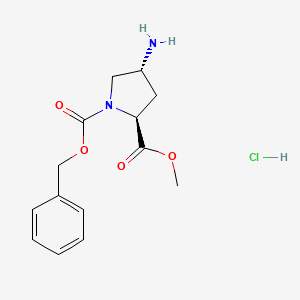molecular formula C14H19ClN2O4 B1341875 (2S,4R)-1-Benzyl 2-methyl 4-aminopyrrolidine-1,2-dicarboxylate hydrochloride CAS No. 409325-33-3