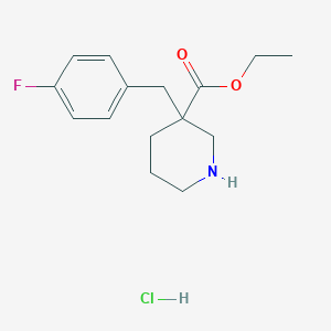 molecular formula C15H21ClFNO2 B1341877 Ethyl 3-(4-fluorobenzyl)piperidine-3-carboxylate hcl CAS No. 1189694-37-8