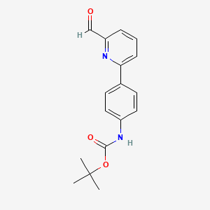 molecular formula C17H18N2O3 B1341885 叔丁基(4-(6-甲酰基吡啶-2-基)苯基)氨基甲酸酯 CAS No. 834884-86-5