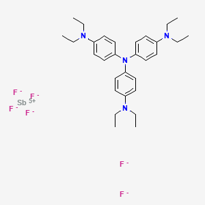 molecular formula C30H42F6N4Sb- B13419127 Tris[4-(diethylamino)phenyl]ammoniumyl hexafluoroantimonate(1-) CAS No. 41494-34-2