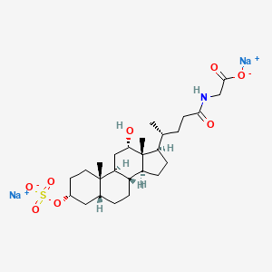 molecular formula C26H41NNa2O8S B13419202 disodium;2-[[(4R)-4-[(3R,5R,8R,9S,10S,12S,13R,14S,17R)-12-hydroxy-10,13-dimethyl-3-sulfonatooxy-2,3,4,5,6,7,8,9,11,12,14,15,16,17-tetradecahydro-1H-cyclopenta[a]phenanthren-17-yl]pentanoyl]amino]acetate 