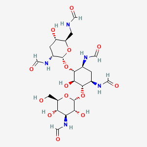 molecular formula C23H37N5O14 B13419326 N-[[(2R,3S,5R,6R)-6-[(1R,2S,3S,4R,6S)-4,6-diformamido-3-[(2S,3R,4S,5S,6R)-4-formamido-3,5-dihydroxy-6-(hydroxymethyl)oxan-2-yl]oxy-2-hydroxycyclohexyl]oxy-5-formamido-3-hydroxyoxan-2-yl]methyl]formamide 