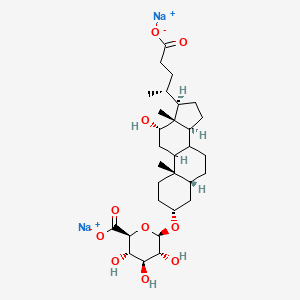 molecular formula C30H46Na2O10 B13419416 disodium;(2S,3S,4S,5R,6R)-6-[[(3R,5R,10S,12S,13R,14S,17R)-17-[(2R)-4-carboxylatobutan-2-yl]-12-hydroxy-10,13-dimethyl-2,3,4,5,6,7,8,9,11,12,14,15,16,17-tetradecahydro-1H-cyclopenta[a]phenanthren-3-yl]oxy]-3,4,5-trihydroxyoxane-2-carboxylate 