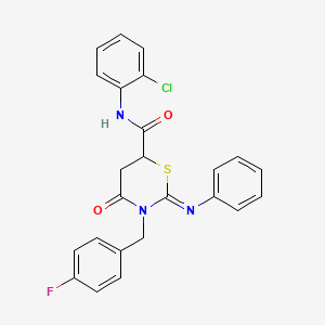 molecular formula C24H19ClFN3O2S B13419470 N-(2-chlorophenyl)-3-[(4-fluorophenyl)methyl]-4-oxo-2-phenylimino-1,3-thiazinane-6-carboxamide 