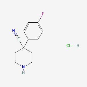 molecular formula C12H14ClFN2 B1341948 4-(4-Fluorophenyl)piperidine-4-carbonitrile hydrochloride CAS No. 256951-80-1