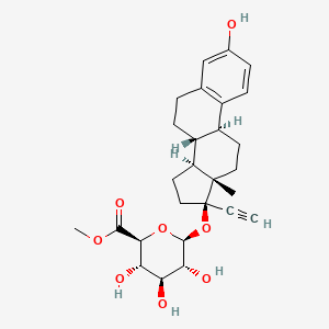 molecular formula C27H34O8 B13419505 methyl (2S,3S,4S,5R,6S)-6-[[(8R,9S,13S,14S,17R)-17-ethynyl-3-hydroxy-13-methyl-7,8,9,11,12,14,15,16-octahydro-6H-cyclopenta[a]phenanthren-17-yl]oxy]-3,4,5-trihydroxyoxane-2-carboxylate 