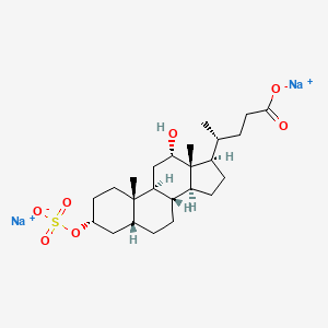 molecular formula C24H38Na2O7S B13419532 disodium;(4R)-4-[(3R,5R,8R,9S,10S,12S,13R,14S,17R)-12-hydroxy-10,13-dimethyl-3-sulfonatooxy-2,3,4,5,6,7,8,9,11,12,14,15,16,17-tetradecahydro-1H-cyclopenta[a]phenanthren-17-yl]pentanoate 