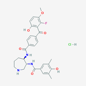 molecular formula C30H33ClFN3O6 B13419583 N-[(3R,4R)-4-[[4-(2-Fluoro-6-hydroxy-3-methoxybenzoyl)benzoyl]amino]hexahydro-1H-azepin-3-yl]-4-hydroxy-3,5-dimethyl-benzamide Hydrochloride 