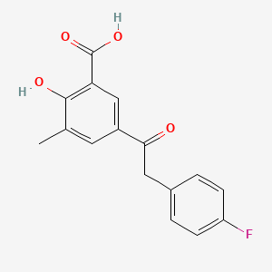 molecular formula C16H13FO4 B13420013 Benzoic acid, 5-((4-fluorophenyl)acetyl)-2-hydroxy-3-methyl-(9CI) CAS No. 50439-08-2