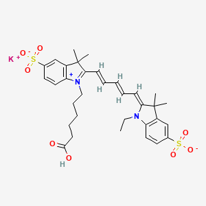 molecular formula C33H39KN2O8S2 B13420031 Cyanine 5 Monofunctional Hexanoic Acid Dye, Potassium Salt 